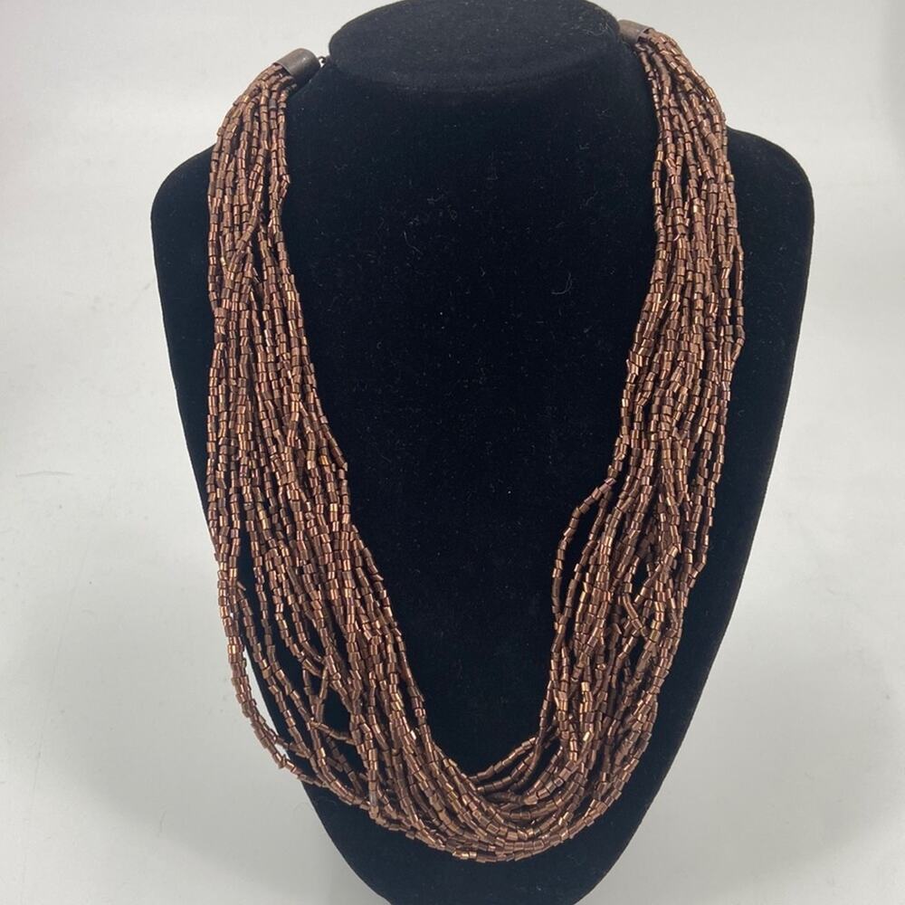 Vintage Brown beaded multistrand necklace